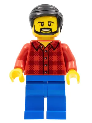 CTY0664:  Male - Red Plaid Flannel Shirt, Blue Legs, Black Hair, Beard