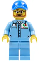Minifigurka: CTY0673:  Medium Blue Uniform Shirt with Pocket and Octan Logo, Medium Blue Legs, Blue Cap with Hole