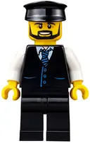 Minifigurka: CTY0692:  Limousine Driver - Black Vest with Blue Striped Tie, Black Legs, Black Hat, Black Beard