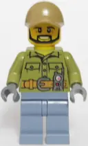 Minifigurka: CTY0695:  Volcano Explorer - Male, Shirt with Belt and Radio, Dark Tan Cap with Hole, Black Angular Beard