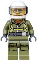 Minifigurka: CTY0697:  Volcano Explorer - Male Worker, Suit with Harness, White Helmet, Trans-Brown Visor, Sunglasses