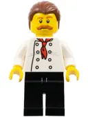 Minifigurka: CTY0711:  Pizza Van Chef, Black Legs, Reddish Brown Moustache
