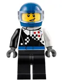 Minifigurka: CTY0712:  Buggy Driver, Checkered Race Torso, Blue Helmet, Black Legs