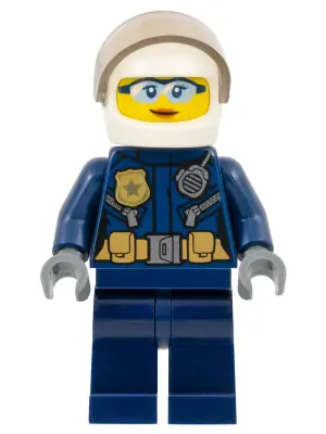 CTY0733:  Police - City Helicopter Pilot Female, Light Blue Glasses