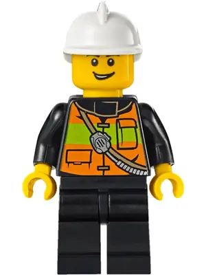 CTY0741:  Fire - Reflective Stripe Vest with Pockets and Shoulder Strap, White Fire Helmet