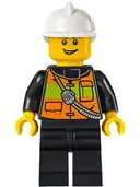 Minifigurka: CTY0741:  Fire - Reflective Stripe Vest with Pockets and Shoulder Strap, White Fire Helmet