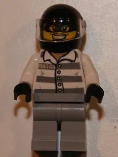 CTY0751:  Police - Jail Prisoner 86753 Prison Stripes, Black Helmet with Visor