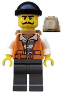 Minifigurka: CTY0754:  Police - City Bandit Male with Orange Vest, Black Knit Cap, Moustache Curly Long