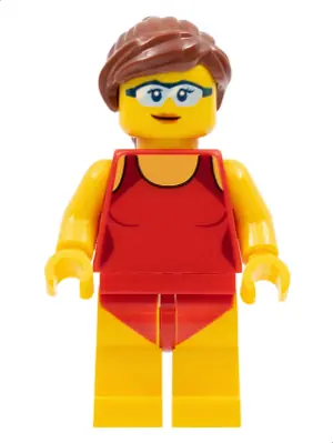 CTY0759:  Beachgoer - Red Female Swimsuit and Light Blue Glasses