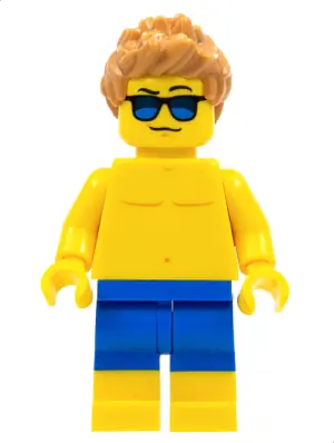 CTY0760:  Beachgoer - Blue Male Swim Trunks and Sunglasses