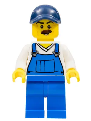 CTY0765:  Beach Janitor - Blue Overalls and Dark Blue Cap