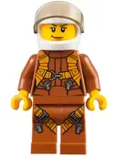 Minifigurka: CTY0794:  City Jungle Helicopter Pilot Female - Dark Orange Jumpsuit, Dark Orange Legs with Straps, White Helmet, Trans-Brown Visor, Nougat Lips