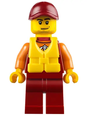 CTY0810:  Coast Guard City - Lifeguard, Dark Red Cap with Smirk and Life Jacket