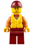 Minifigurka: CTY0810:  Coast Guard City - Lifeguard, Dark Red Cap with Smirk and Life Jacket