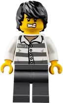 Minifigurka: CTY0833:  Mountain Police - Jail Prisoner 86753 Prison Stripes, Black Tousled Hair