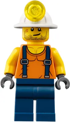 CTY0846:  Miner - Shirt with Straps, Dark Blue Legs, Mining Helmet, Stubble and Scar