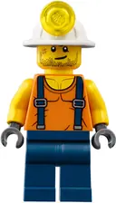 Minifigurka: CTY0846:  Miner - Shirt with Straps, Dark Blue Legs, Mining Helmet, Stubble and Scar
