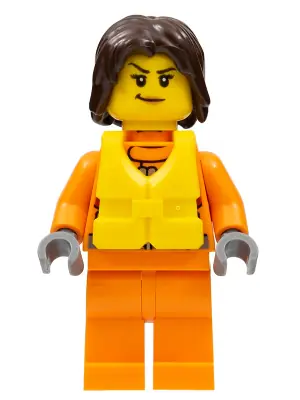 CTY0863:  Coast Guard City - Female Rescuer, Dark Brown Hair with Life Jacket