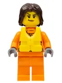 Minifigurka: CTY0863:  Coast Guard City - Female Rescuer, Dark Brown Hair with Life Jacket