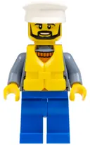 Minifigurka: CTY0864:  Coast Guard City - Ship Captain with White Hat and Life Jacket