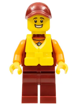 CTY0866:  Coast Guard City - Rescuer, Dark Red Cap with Big Smile and Life Jacket