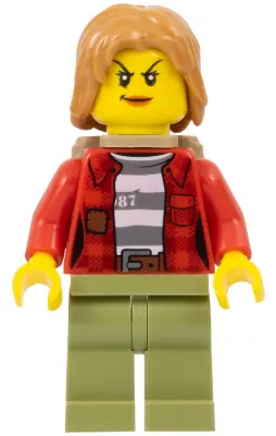 CTY0867:  Mountain Police - Crook Female Jacket over 87 Prison Stripes, Backpack
