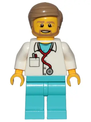 CTY0898:  Doctor - Stethoscope, Medium Azure Legs, Dark Tan Smooth Hair, Beard