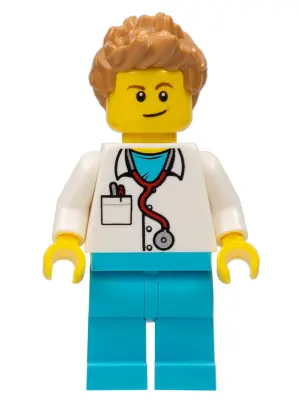 CTY0899:  Doctor - Stethoscope, Medium Azure Legs, Medium Nougat Spiked Hair