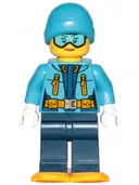 Minifigurka: CTY0906:  Arctic Explorer - Female, Dark Blue Legs, Dark Azure Beanie, Medium Azure Ski Goggles, Bright Light Orange Snowshoes