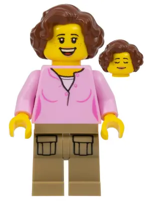 CTY0910:  Hiker, Female Parent, Pink Shirt, Dark Tan Legs