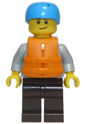 CTY0914:  Rafter, Adult Son, Dark Azure Sports Helmet, Orange 2 Strap Life Jacket