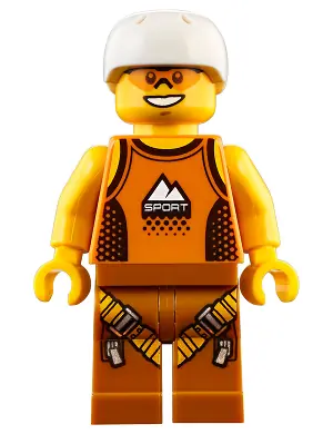 CTY0917:  Rock Climber, Orange Tank Top, Dark Orange Legs with Clips, White Sports Helmet