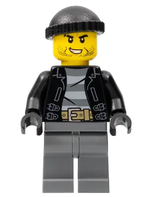 CTY0930:  Police - City Bandit Crook, Black Knit Cap, Black Stubble