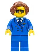 Minifigurka: CTY0947:  Pilot, Female, Short Reddish Brown Hair, Blue Airline Uniform