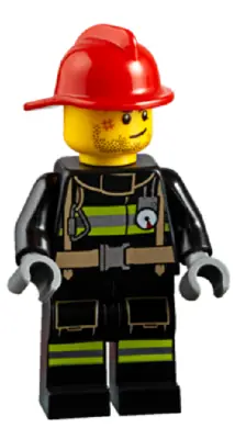 CTY0951:  Fire - Reflective Stripes, Stubble Beard, Red Helmet