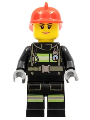 CTY0963:  Fire - Reflective Stripes with Utility Belt, Red Fire Helmet, Nougat Lips Closed Mouth Smile