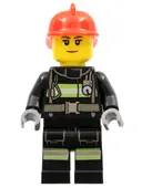 Minifigurka: CTY0963:  Fire - Reflective Stripes with Utility Belt, Red Fire Helmet, Nougat Lips Closed Mouth Smile