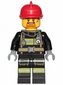 Minifigurka: CTY0965:  Fire - Reflective Stripes with Utility Belt, Red Fire Helmet, Goatee