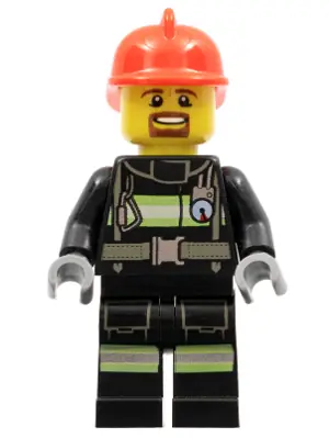 CTY0966:  Fire - Reflective Stripes with Utility Belt, Red Fire Helmet, Brown Goatee
