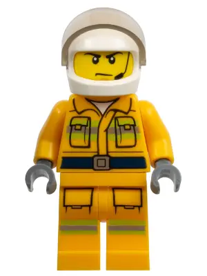 CTY0968:  Fire - Reflective Stripes, Bright Light Orange Suit, White Helmet, Scowl