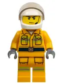 Minifigurka: CTY0968:  Fire - Reflective Stripes, Bright Light Orange Suit, White Helmet, Scowl