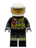 Minifigurka: CTY0972:  Fire - Reflective Stripes, Black Suit, White Helmet, Silver Sunglasses