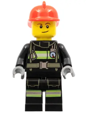 CTY0975:  Fire - Reflective Stripes with Utility Belt, Red Fire Helmet, Lopsided Smile
