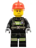 Minifigurka: CTY0975:  Fire - Reflective Stripes with Utility Belt, Red Fire Helmet, Lopsided Smile