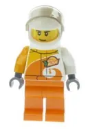 Minifigurka: CTY0983:  Desert Rally Racer Driver with Orange 'ViTA RUSH' Logo and Dark Tan Eyebrows