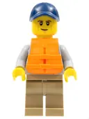 Minifigurka: CTY0987:  Kayaker, Dark Blue Cap, Orange 2 Strap Life Jacket
