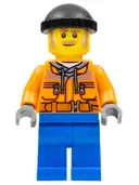 Minifigurka: CTY0990:  Snow Groomer Operator - Male, Orange Safety Jacket, Reflective Stripe, Sand Blue Hoodie, Blue Legs, Black Knit Cap, Moustache and Sideburns