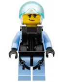 Minifigurka: CTY1000:  Sky Police - Jet Pilot, Female with Neck Bracket (for Parachute)