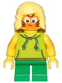 Minifigurka: CTY1014:  Girl, Lime Hoodie, Green Short Legs, Orange Cat Face Paint