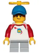Minifigurka: CTY1015:  Boy, Freckles, Classic Space Shirt with Red Sleeves, Light Bluish Gray Short Legs, Blue Cap with Tiny Yellow Propeller